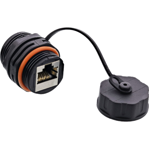 InLine® Patchkabelkupplung, RJ45 Cat.6A, IP68, für Industrie, mit Staubkappe