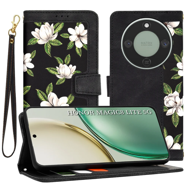 Hülle für Honor Magic8 Lite, Techsuit, FlipCraft, Schwarz