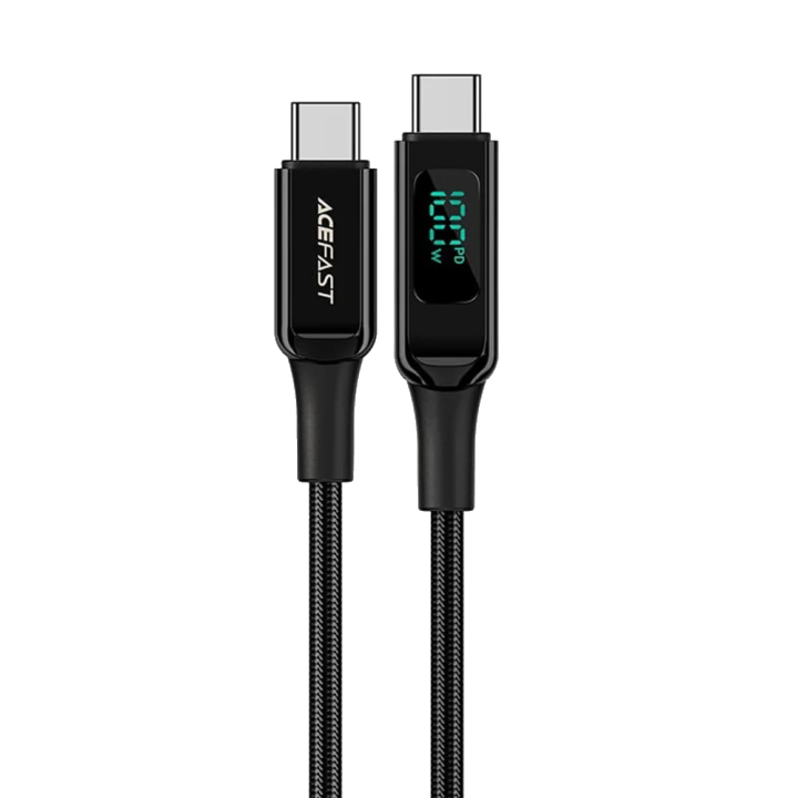 USB-C Daten- und Ladekabel - USB-C Acefast C6-03 Display, 100W, 2m, Schwarz