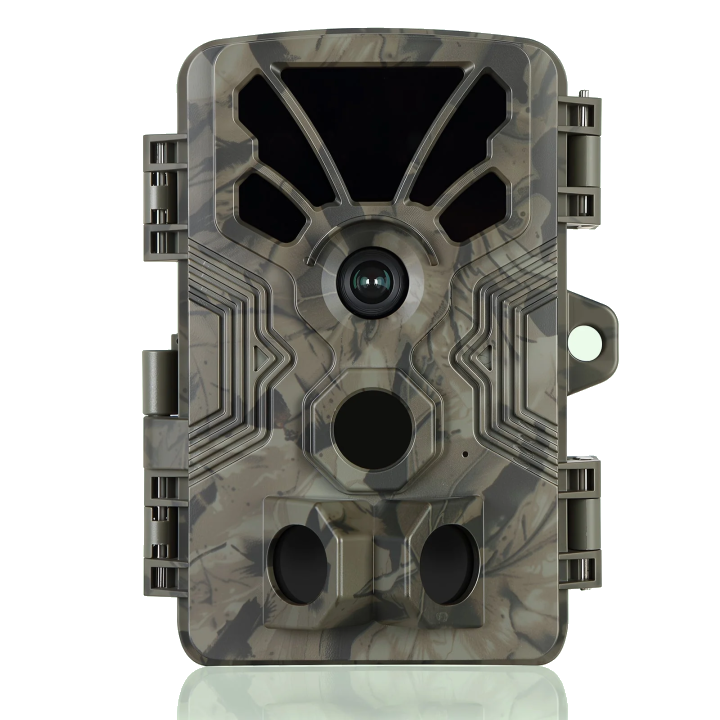 4K Video 64MP Photo Wildkamera mit Audio- und Bewegungsmelder, Nachtsicht, max. Reichweite bis zu 30 m, Auslösegeschwindigkeit 0,1 s, wasserdicht gemäß IP66 | A106 Eichenbraun