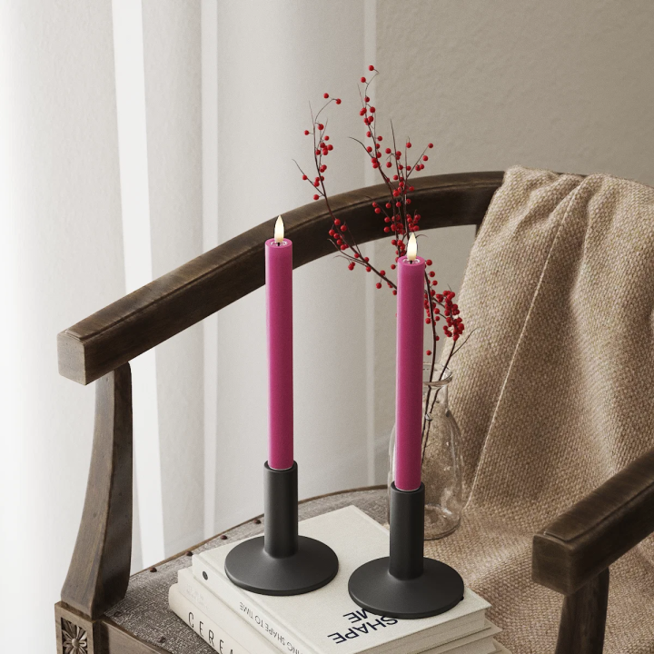LED-Stabkerzen, 2 Stück, Ø 2 x 24 cm, Magenta