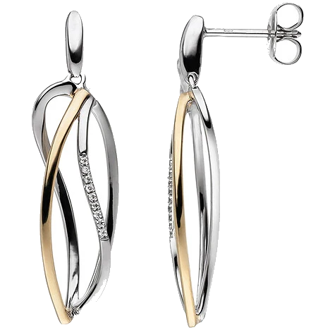 Ohrhänger 333 Gold Weißgold Gelbgold bicolor 18 Zirkonia Ohrringe Ohrstecker