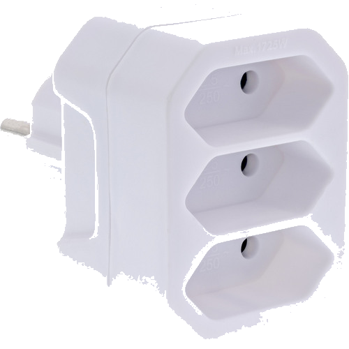 InLine® Steckdosenadapter, Schutzkontakt-Stecker auf 3x Eurobuchse