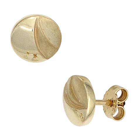 Ohrstecker rund 333 Gold Gelbgold mattiert Ohrringe Goldohrstecker