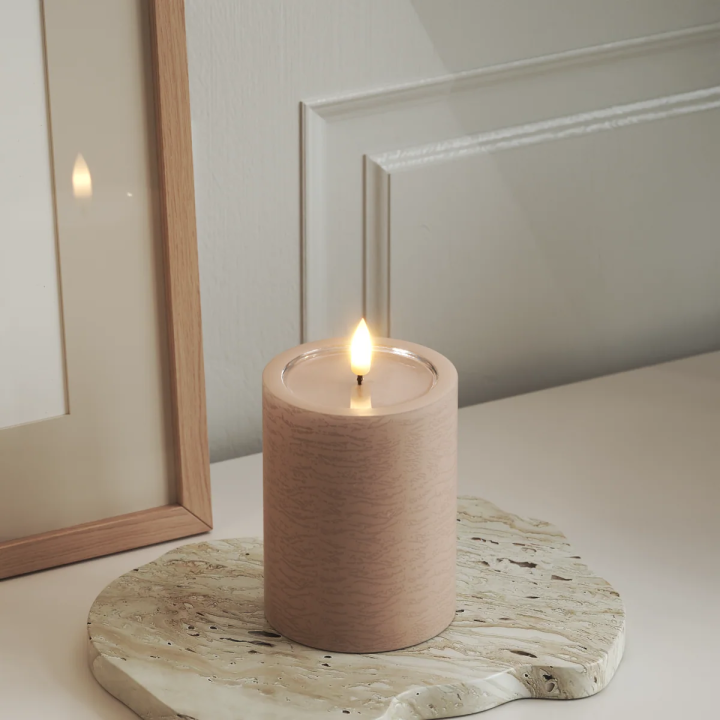 Unique LED-Blokkerzen D 7,5 x 10 cm Rosa
