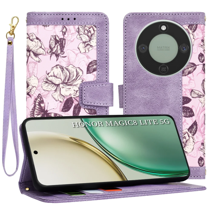 Hülle für Honor Magic8 Lite, Techsuit, FlipCraft, Lila