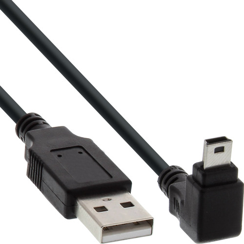 InLine® USB 2.0 Mini-Kabel, ST A/Mini-B ST 5pol, unten abgew. 90�, schwarz, 2m