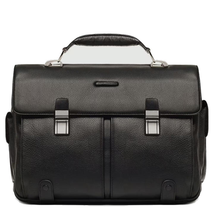 Piquadro Modus Große Leder-Laptoptasche Schwarz