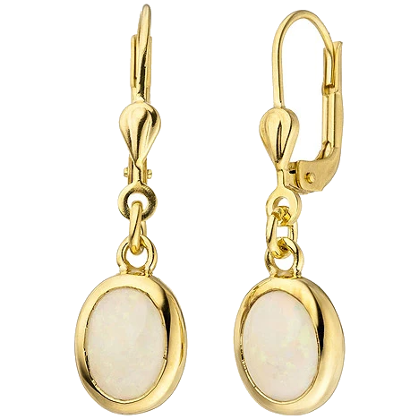 Ohrhänger 585 Gold Gelbgold 2 Opale Ohrringe Goldohrringe Opalohrringe