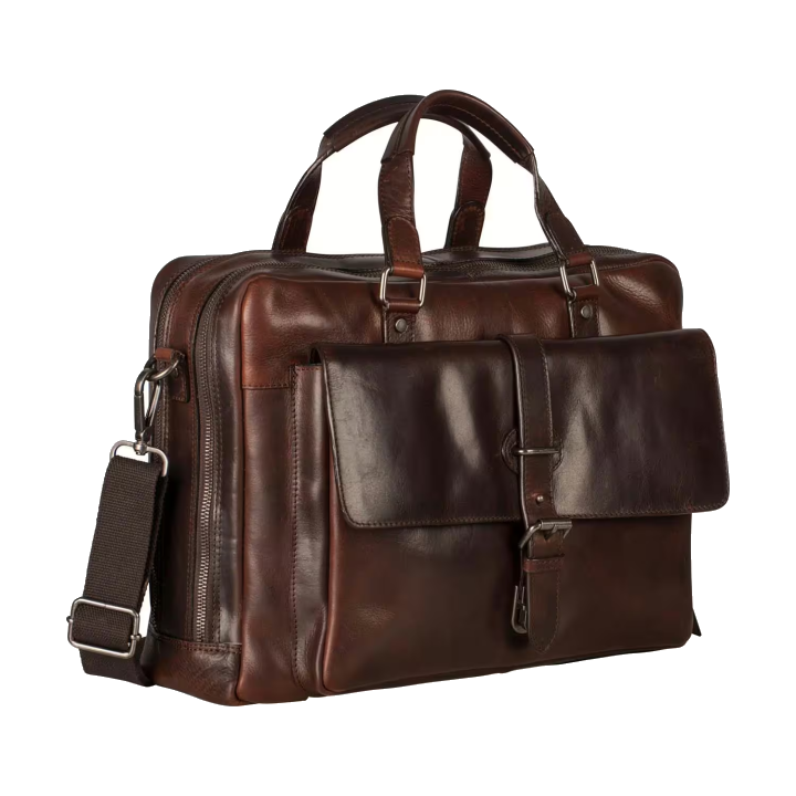 Leonhard Heyden Roma Leder-RV-Aktenmappe 2-Fächer mit Laptopfach 15" Braun