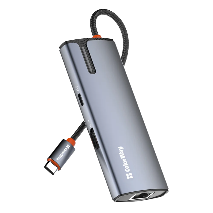 USB-C Hub ColorWay CW-HUB02, 6in1, Silber