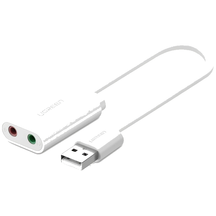 USB-Soundkarte UGREEN US205, 2 x 3,5mm Klinke, Weiß