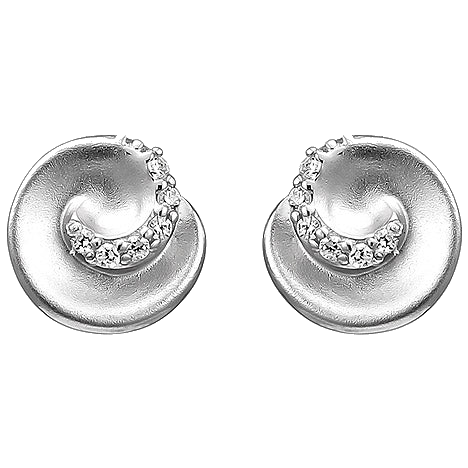 Ohrstecker 925 Sterling Silber matt 12 Zirkonia Ohrringe Silberohrringe