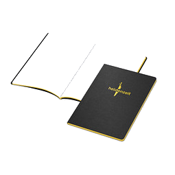 Geiger-Notes Tablet-Book A5 schwarz, Farbschnitt und Prägung in gelb
