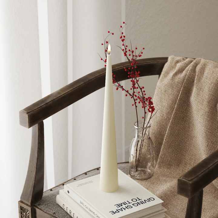 LED Kegelkerzen, 38 cm, Creme