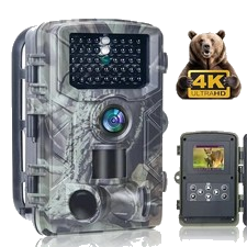 4K 50MP Wildkamera mit Bewegungsmelder Nachtsicht 940nm Jagdkamera mit 2" LCD