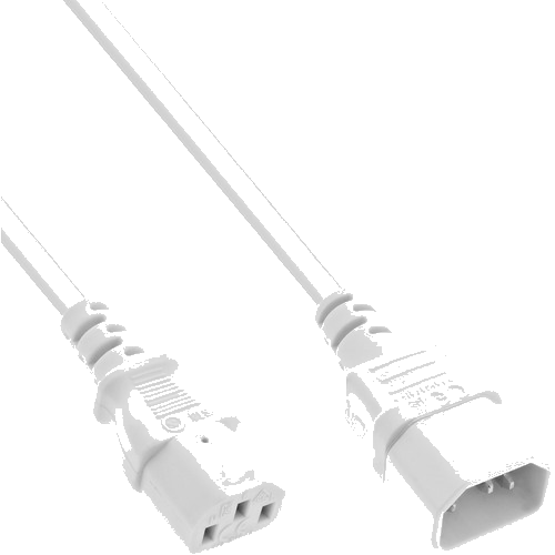 InLine® Kaltgeräteverlängerung, C13 auf C14, weiß, 1,5m