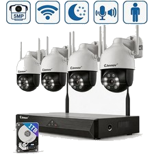 Jennov 5MP WLAN Überwachungskamera Aussen Set 10CH NVR 1TB mit Farbnachtsicht KI