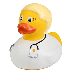 Schnabels® Bade-Ente Ärztin, blond, gelb/weiß