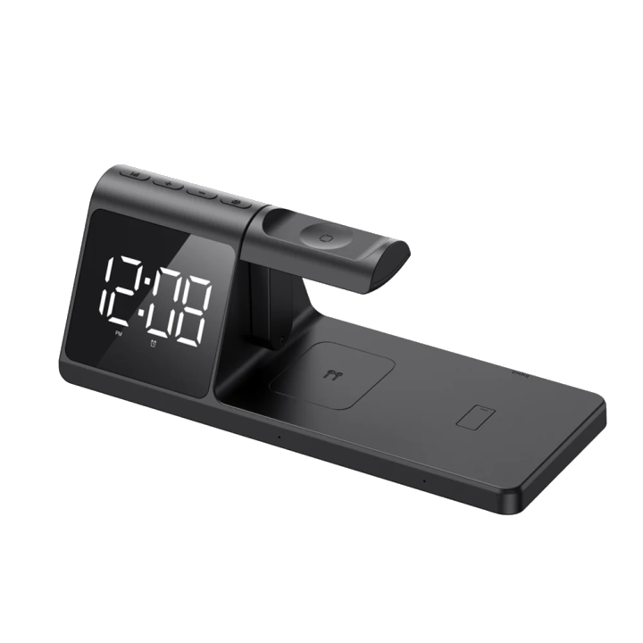 Digitaluhr HAVIT W3042 4in1 mit Wireless QI-Ladung, Schwarz