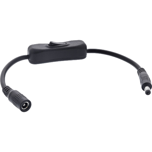 InLine® DC Kabel mit Schalter, 5,5 x 2,5 mm, AWG 18, schwarz, 0,20 m
