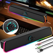 Computer PC Lautsprecher Stereo Lautsprecher HiFi Gaming Soundbar 6W USB Schwarz