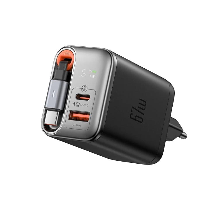 Netzladegerät mit USB-C Kabel McDodo CH-4100 FreeGo Display, 67W, 3.35A, 1 x USB-A - 1 x USB-C, Schwarz
