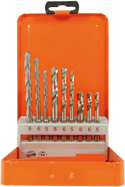 Projahn Spiralbohrer Kassette Stahl Stein Holz Bohrer Set 9-tlg.