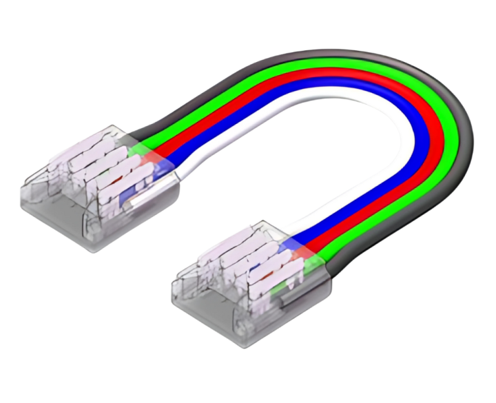 LED Strip-zu-Strip Verbinder – 5-polig, 10 mm, lötfrei mit 15 cm Verbindungskabel für RGBW SMD LED Streifen