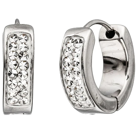 Creolen rund Edelstahl mit SWAROVSKI® ELEMENTS Ohrringe Edelstahlcreolen