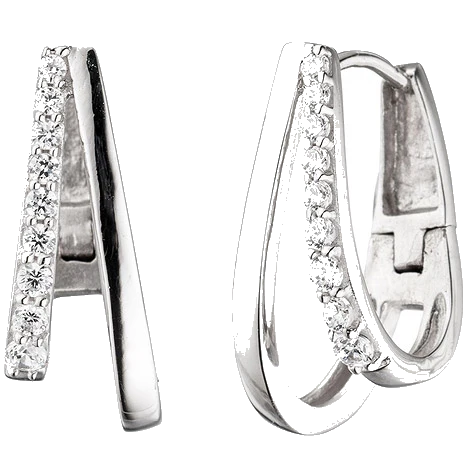 Creolen 925 Sterling Silber mit Zirkonia Ohrringe Silberohrringe Silbercreolen