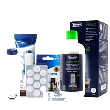 De'Longhi Kaffeemaschinen Set Entkalker Filter Reinigungstabletten & Fettlöser