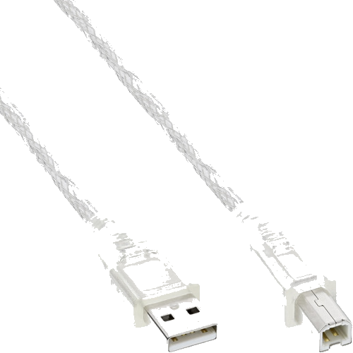 InLine® USB 2.0 Kabel, A an B, transparent, 7m