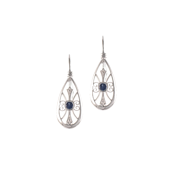 Ohrringe Bouton 925 Silber Zirkonia blau