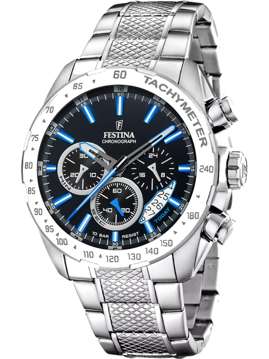 Festina Chronograph Timeless Chronograph F20668/6, Armbanduhr, Quarzuhr, Herrenuhr, Stoppfunktion, Edelstahlarmband