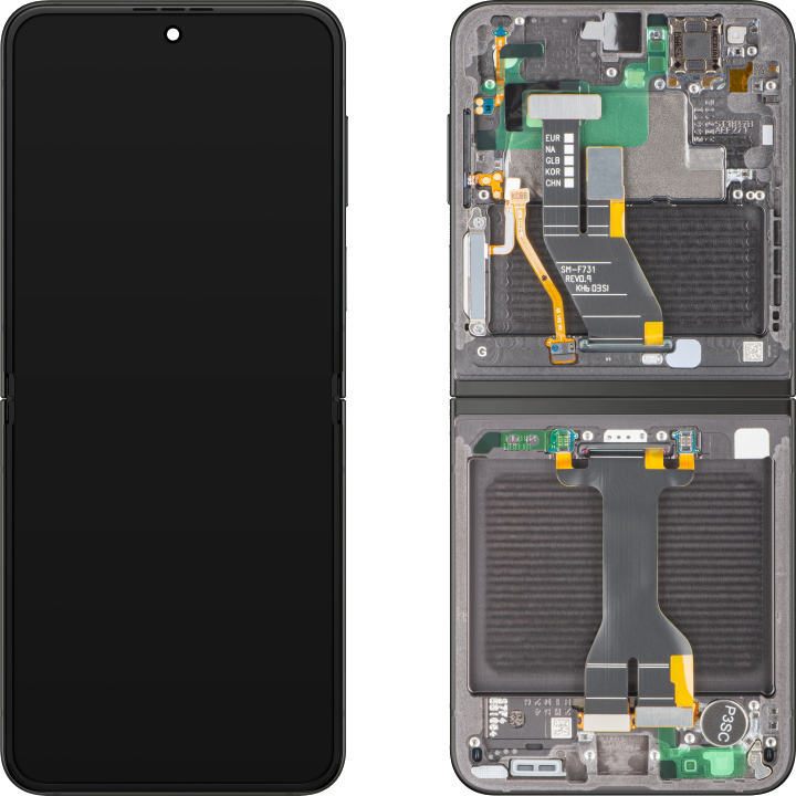 Display mit Touchscreen Samsung Galaxy Z Flip5 F731, mit Rahmen, Sub Inner, Grau, Service Pack GH82-31827E