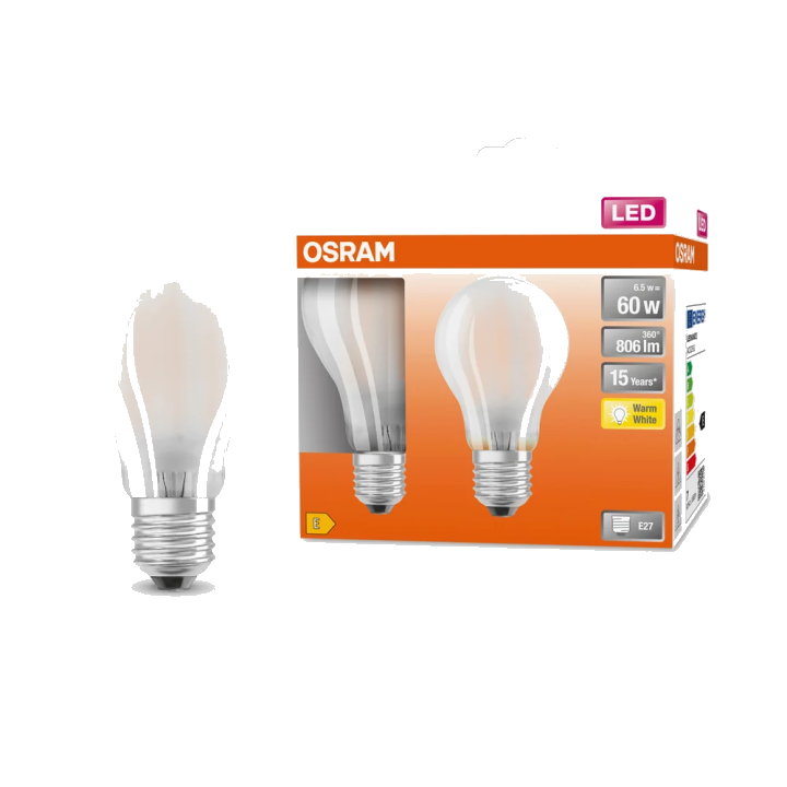OSRAM LED Lampe LED Retrofit CLASSIC A 6.5W 827 Frosted E27, 806 lm, 2700 K, Warmweiß, 2er Pack