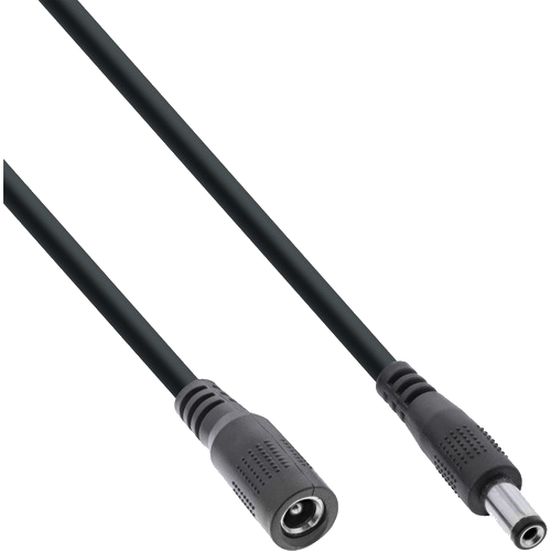 InLine® DC Verlängerungskabel, 5,5 x 2,5 mm, AWG 18, schwarz, 2 m