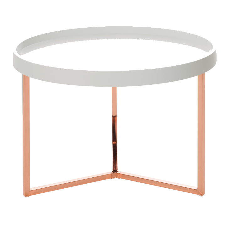 FineBuy Couchtisch 58,5x42x58,5cm Sofatisch Metall Rund, Designer Retro Wohnzimmertisch modern, Kleiner Loungetisch mit Metallgestell, Runder Tabletttisch mit Holz-Platte
