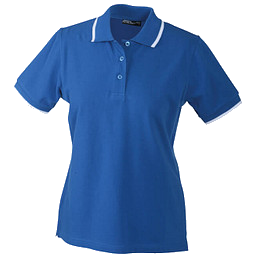 JAMES & NICHOLSON Damen Poloshirt Pique, blau/weiß, XL