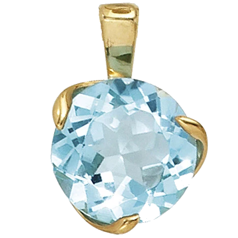 Anhänger 585 Gold Gelbgold 1 Blautopas hellblau Goldanhänger
