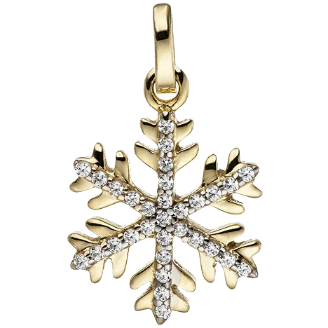 Anhänger Schneeflocke 333 Gold Gelbgold bicolor mit Zirkonia Goldanhänger