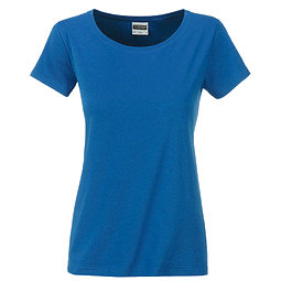 JAMES & NICHOLSON Damen T-Shirt Basic aus Bio-Baumwolle, blau, S