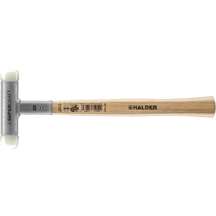 HALDER SUPERCRAFT Schonhammer Ø 25 mm rückschlagfrei mit Hickorystiel | Gravur möglich