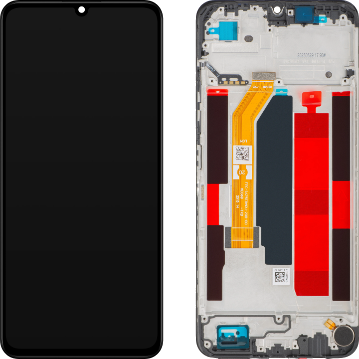 Display mit Touchscreen Realme Note 70T, mit Rahmen, Schwarz (Obsidian Black), Service Pack 621029000609