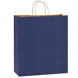 Papier-Tragetasche gerippt, groß, blau