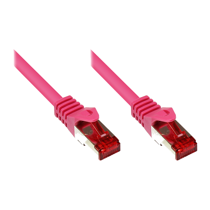 GoodConnections Patchkabel mit Rastnasenschutz, Cat. 6, S/FTP, PiMF, PVC, 250MHz, magenta, 5m,