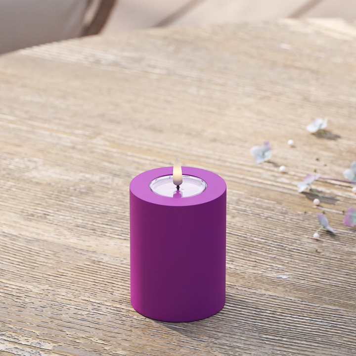 LED-Blockkerzen für den Außenbereich Ø 7,5 x 10 cm Violett