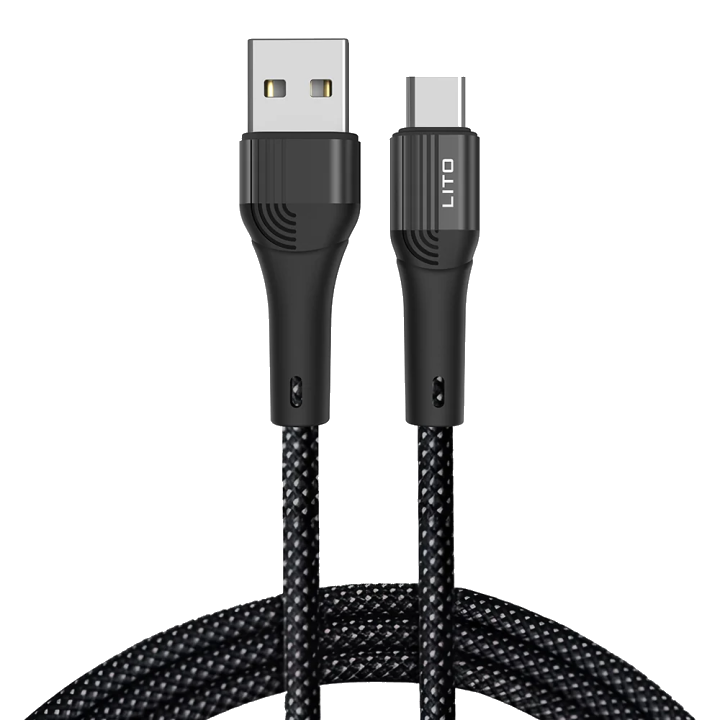 Daten- und Ladekabel USB-A - USB-C Lito LD14, 60W, 1m, Schwarz