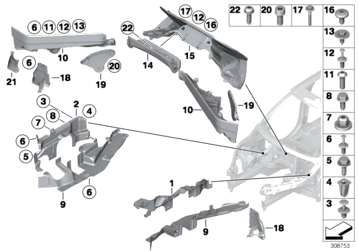 BMW Abdichtung Kabelbaum 51767171793 - Bildposition 21